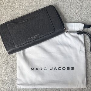 Marc Jacobs Charcoal Leather Zip Wallet